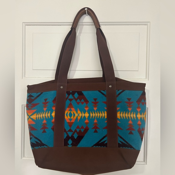 Pendleton Zip Tote turquoise brown - Picture 2 of 7